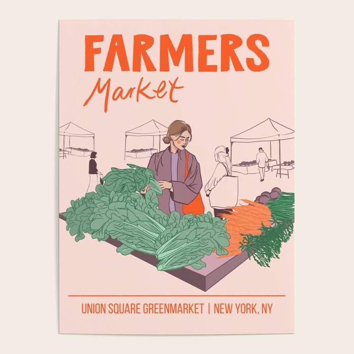 Union Square Farmers Market Vintage-inspired Poster Poster