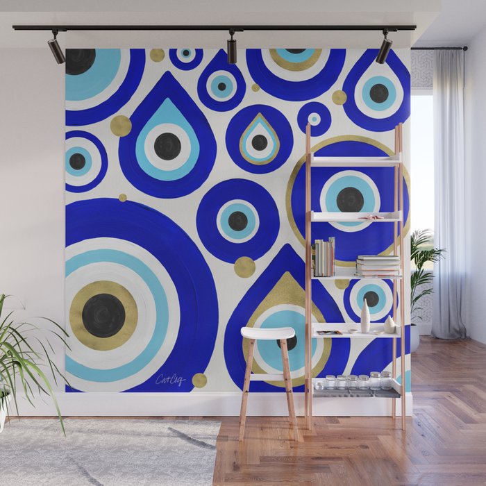 Evil Eye Charms on White Wall Mural Gallery Image 1