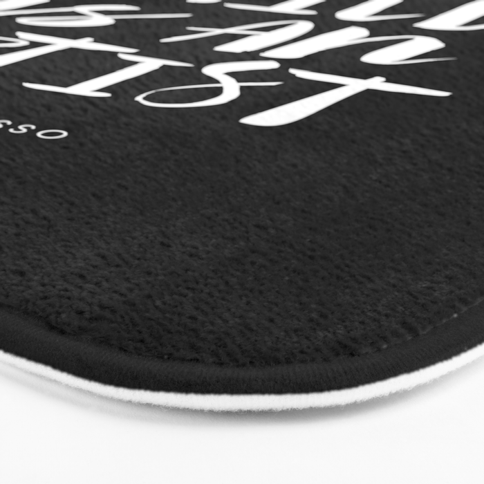 Every Child is an Artist Pablo Picasso black and white typography quote home room wall decor Bath Mat Gallery Image 3