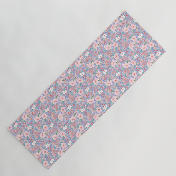 Marker Florals - Blue Coral Yoga Mat Gallery Image 1
