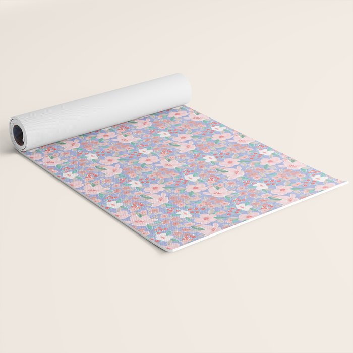 Marker Florals - Blue Coral Yoga Mat Gallery Image 2