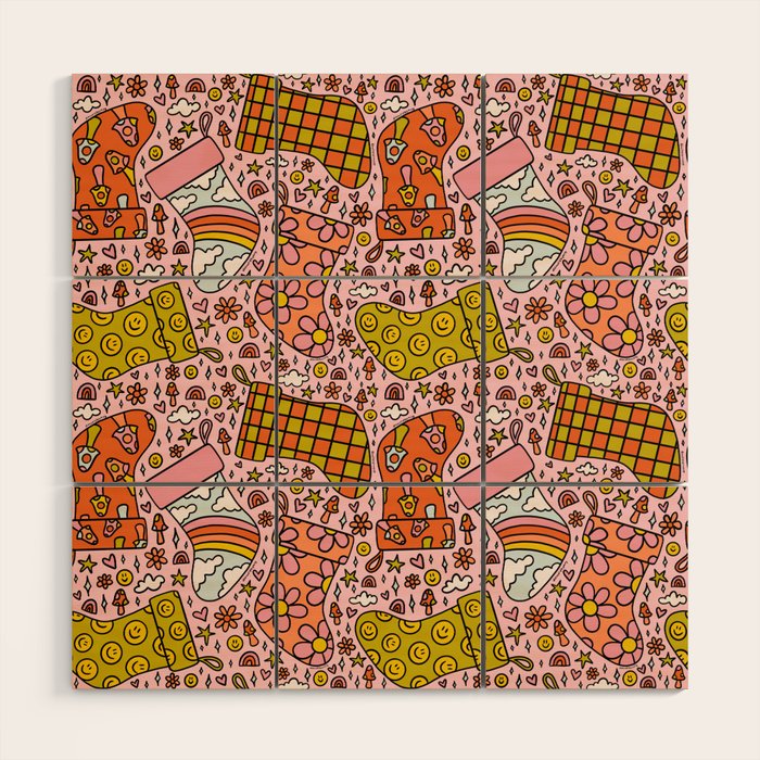Stocking Print Wood Wall Art Gallery Image 1
