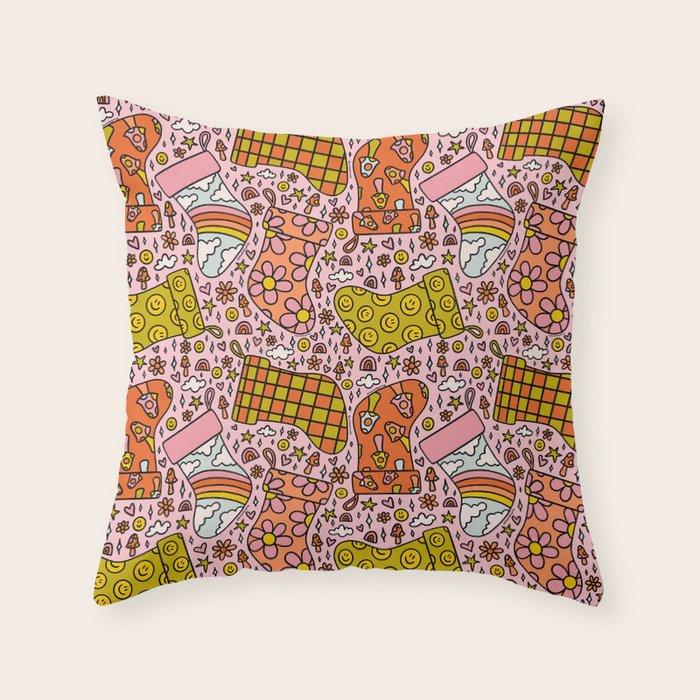 Stocking Print Throw Pillow Gallery Image 1