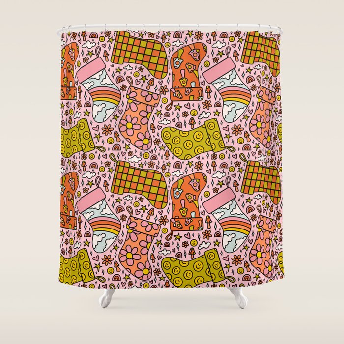 Stocking Print Shower Curtain Gallery Image 1