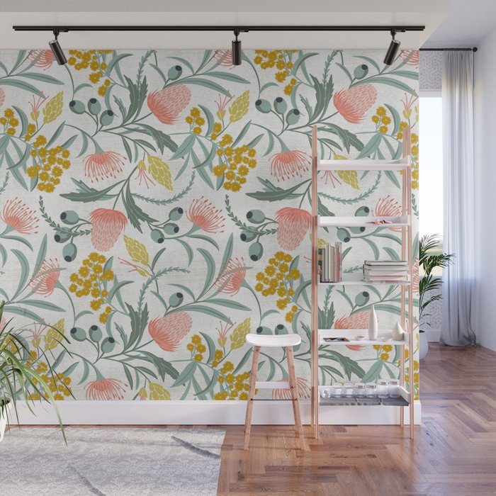 Flora Australis White Wall Mural Gallery Image 1