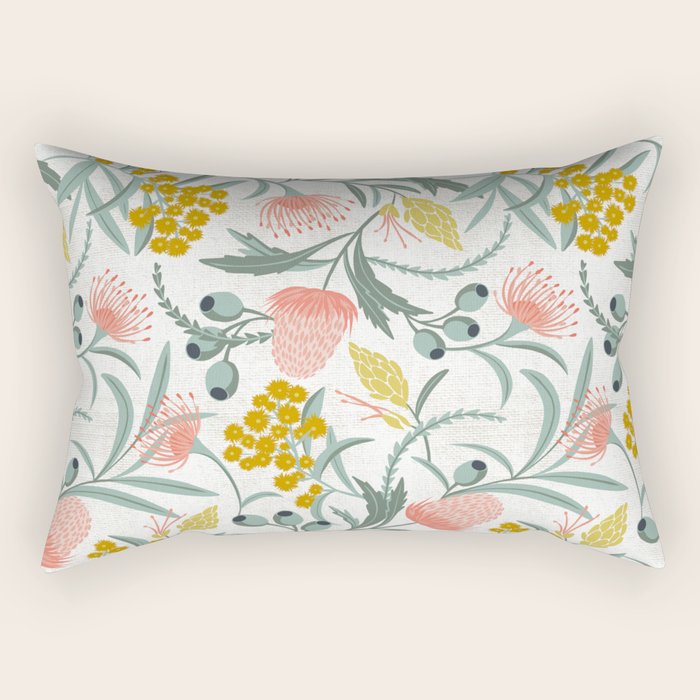 Flora Australis White Rectangular Pillow Gallery Image 2