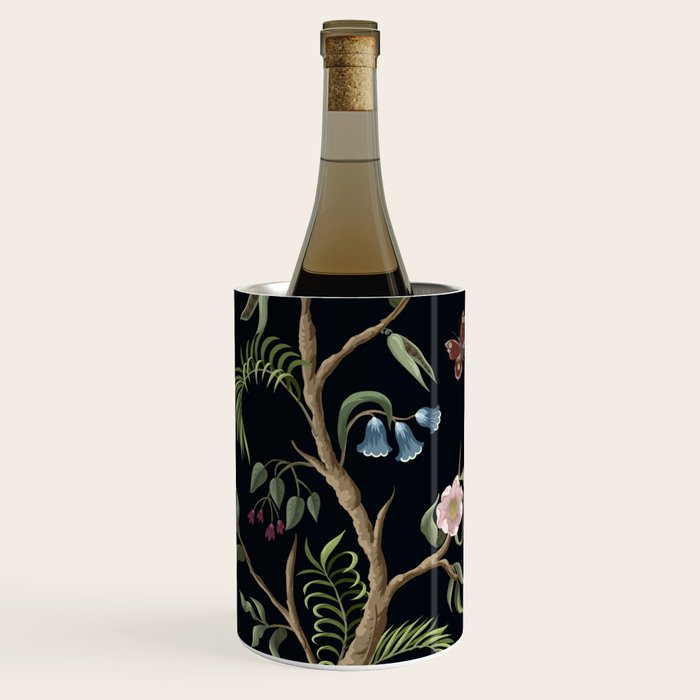 Tropical Chinoiserie Dark Peony Floral Wine Chiller Gallery Image 1