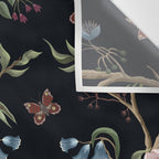 Tropical Chinoiserie Dark Peony Floral Wall Tapestry Gallery Image 3