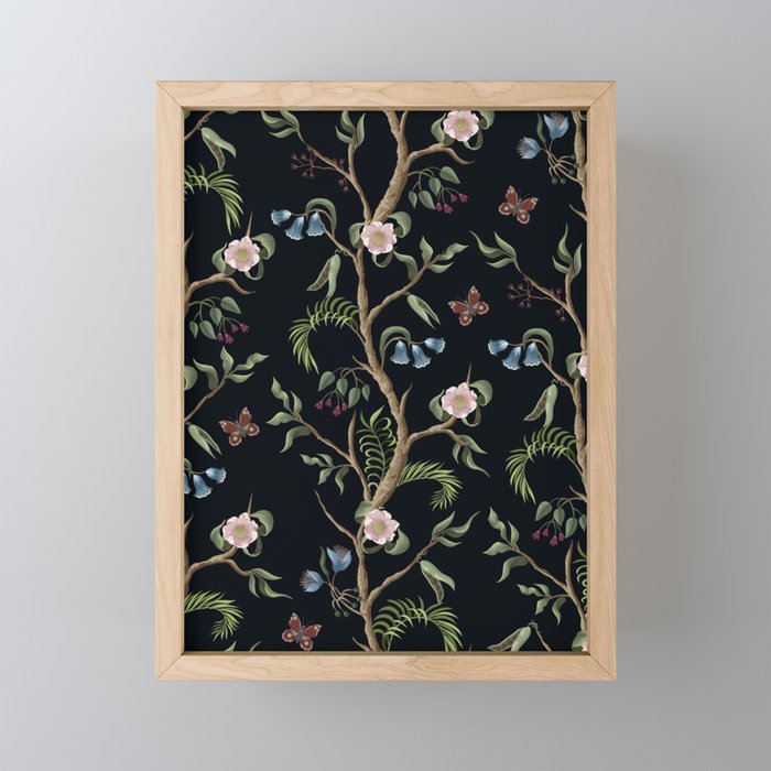 Tropical Chinoiserie Dark Peony Floral Mini Art Print Gallery Image 1