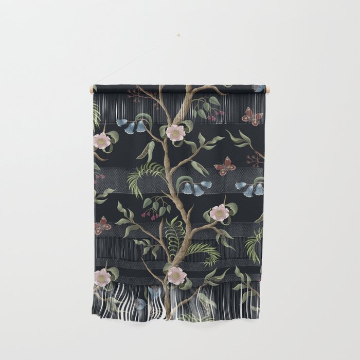 Tropical Chinoiserie Dark Peony Floral Wall Hanging Gallery Image 1