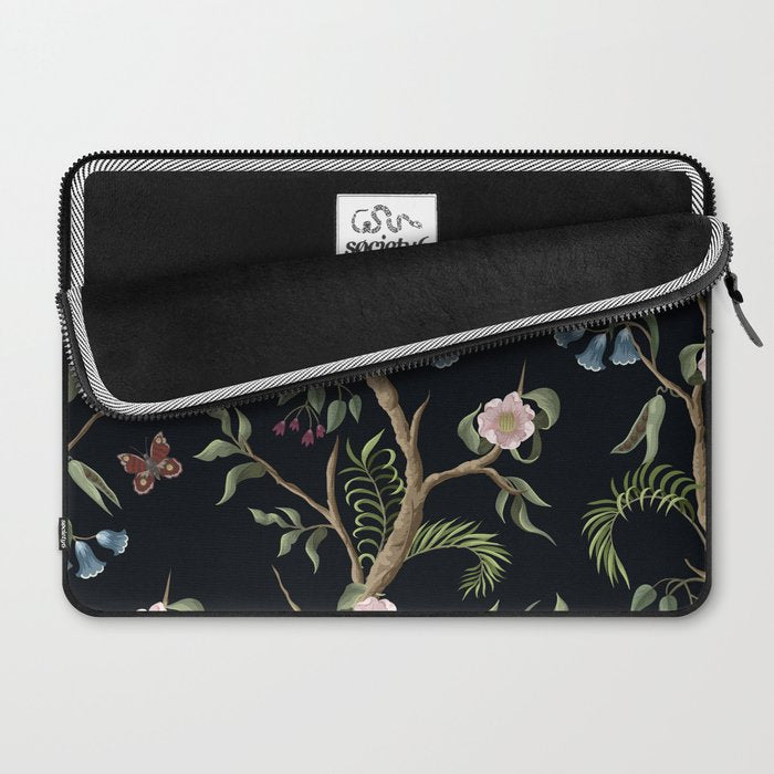 Tropical Chinoiserie Dark Peony Floral Laptop Sleeve Gallery Image 2