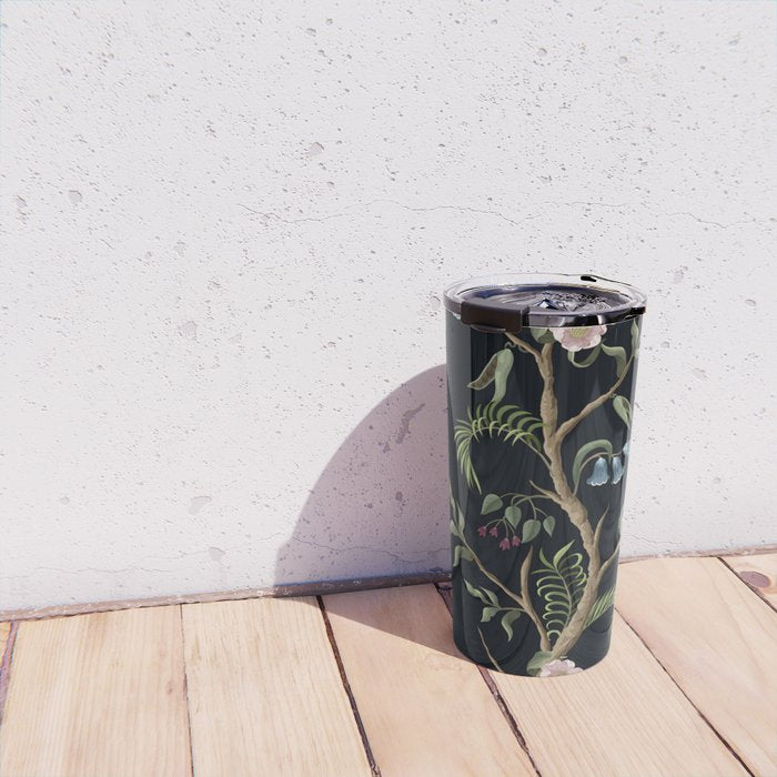 Tropical Chinoiserie Dark Peony Floral Travel Mug Gallery Image 4