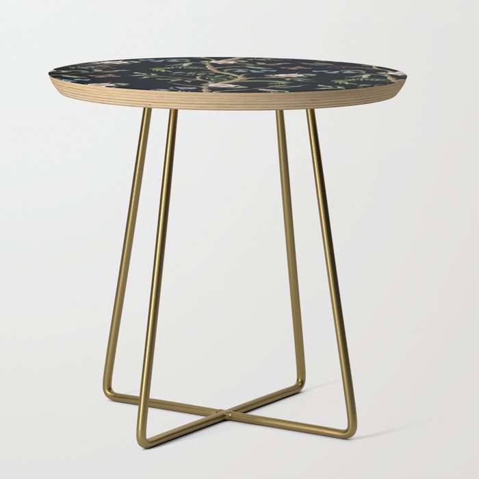 Tropical Chinoiserie Dark Peony Floral Side Table Gallery Image 1