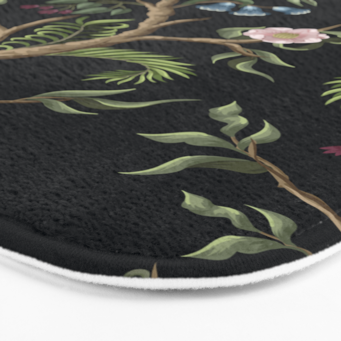 Tropical Chinoiserie Dark Peony Floral Bath Mat Gallery Image 3