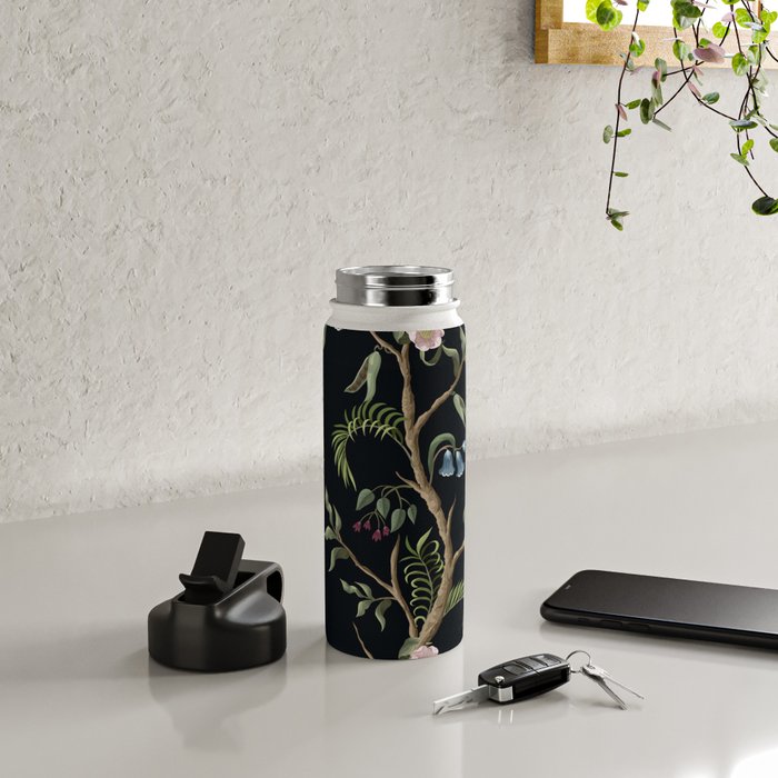 Tropical Chinoiserie Dark Peony Floral Water Bottle Gallery Image 4