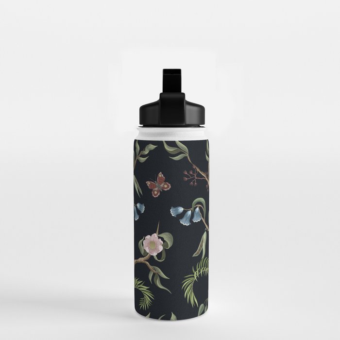Tropical Chinoiserie Dark Peony Floral Water Bottle Gallery Image 2