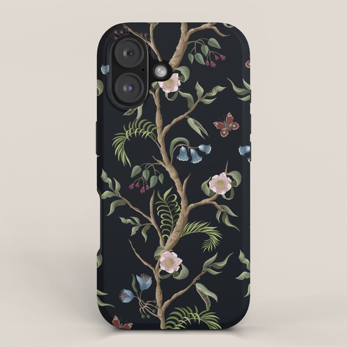 Tropical Chinoiserie Dark Peony Floral iPhone Case Gallery Image 1