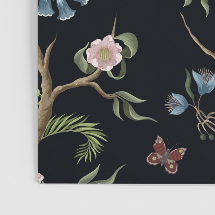 Tropical Chinoiserie Dark Peony Floral Poster Gallery Image 3