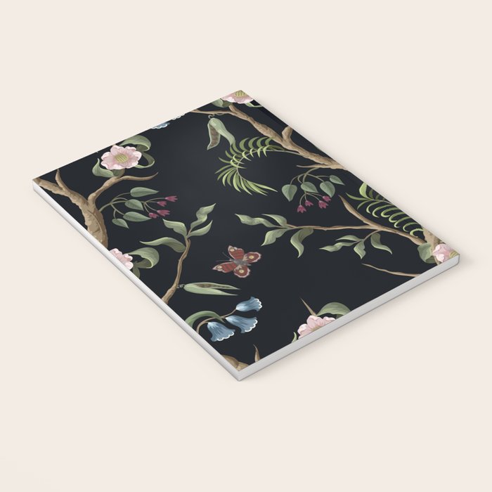 Tropical Chinoiserie Dark Peony Floral Notebook Gallery Image 3