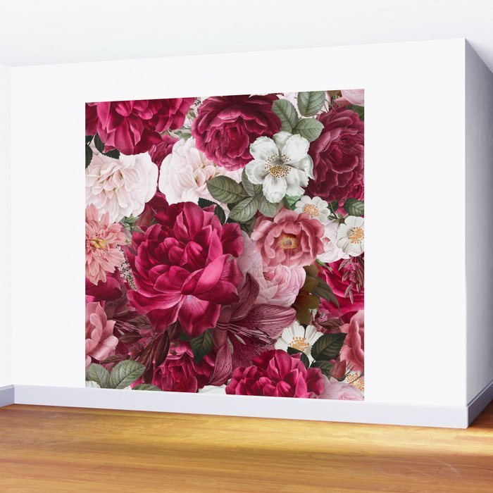 Antique Floral Colorful Pattern Wall Mural Gallery Image 2