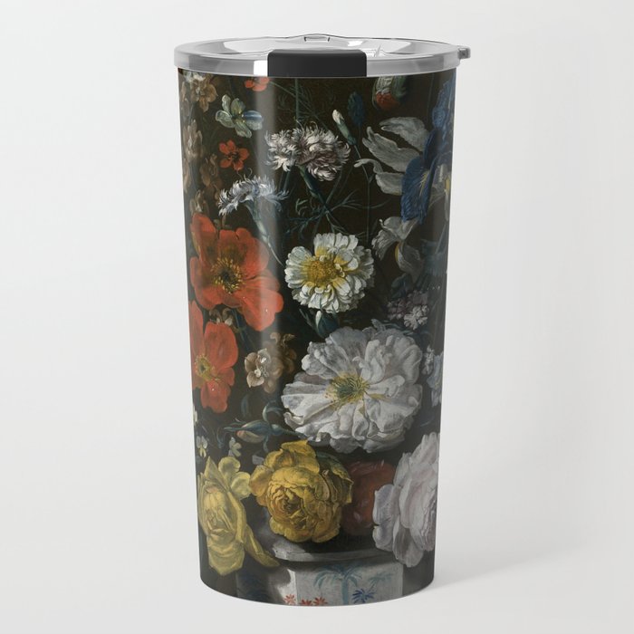 Flowers in a Chantilly Vase (c.1760) painting in high resolution by Louis Tessier.  Travel Mug Gallery Image 1