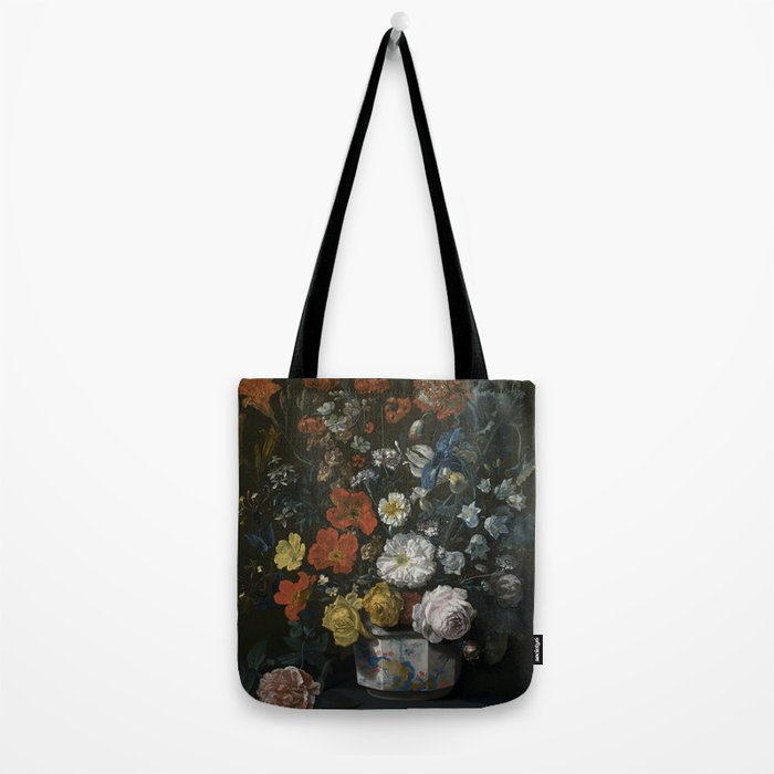 Flowers in a Chantilly Vase (c.1760) painting in high resolution by Louis Tessier.  Tote Bag Gallery Image 2