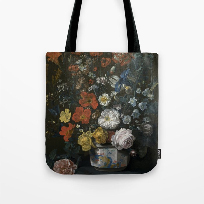 Flowers in a Chantilly Vase (c.1760) painting in high resolution by Louis Tessier.  Tote Bag Gallery Image 1