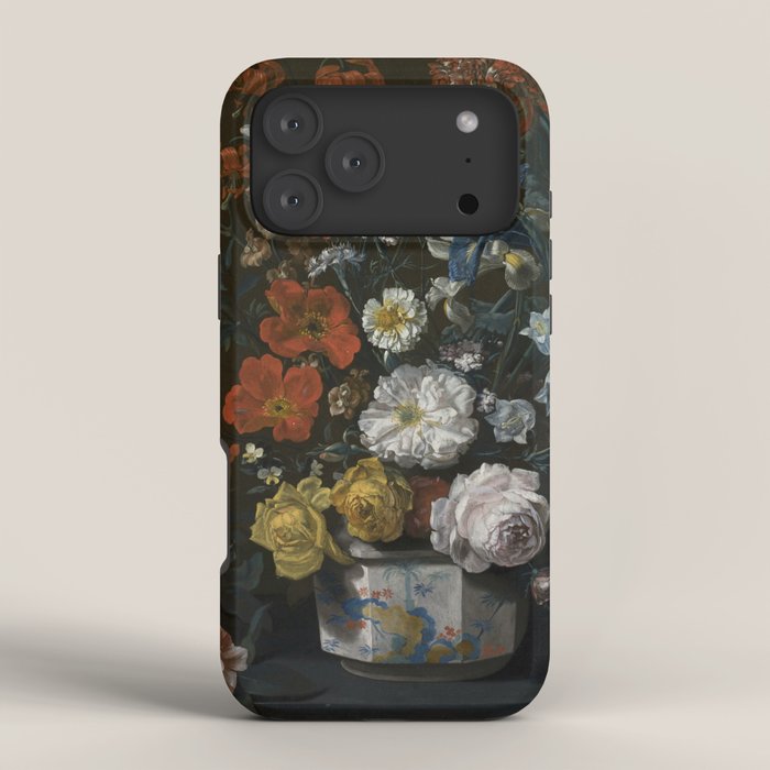 Flowers in a Chantilly Vase (c.1760) painting in high resolution by Louis Tessier.  iPhone Case Gallery Image 4