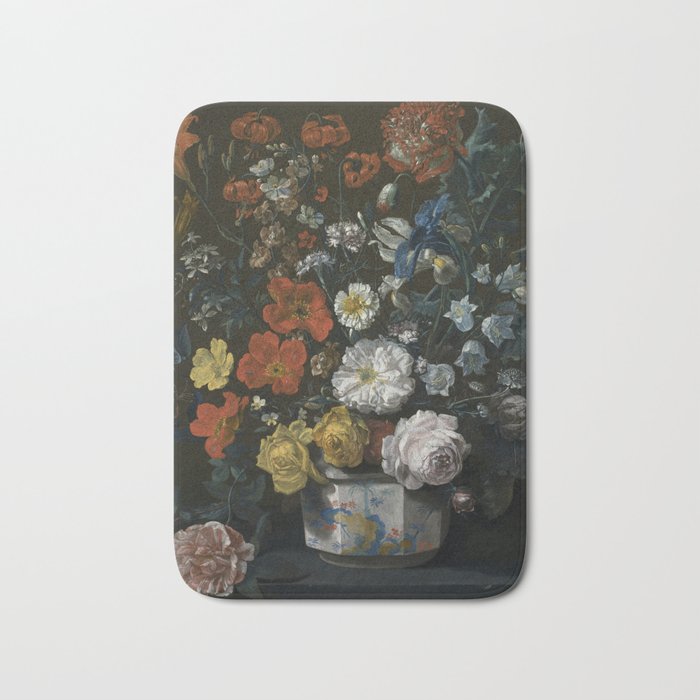 Flowers in a Chantilly Vase (c.1760) painting in high resolution by Louis Tessier.  Bath Mat Gallery Image 1