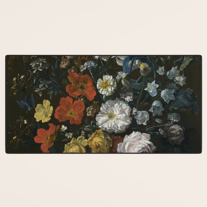Flowers in a Chantilly Vase (c.1760) painting in high resolution by Louis Tessier.  Desk Mat Gallery Image 3