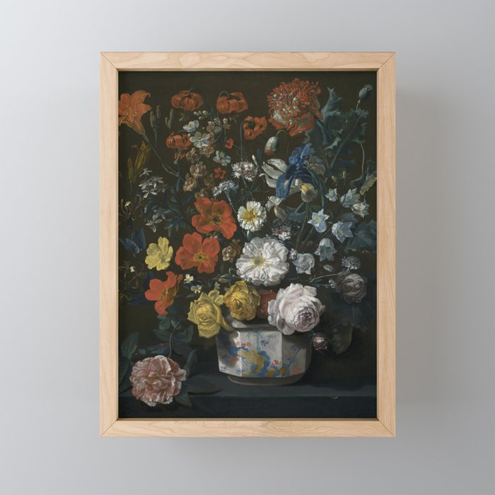 Flowers in a Chantilly Vase (c.1760) painting in high resolution by Louis Tessier.  Mini Art Print Gallery Image 1