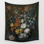 Flowers in a Chantilly Vase (c.1760) painting in high resolution by Louis Tessier.  Wall Tapestry Gallery Image 4