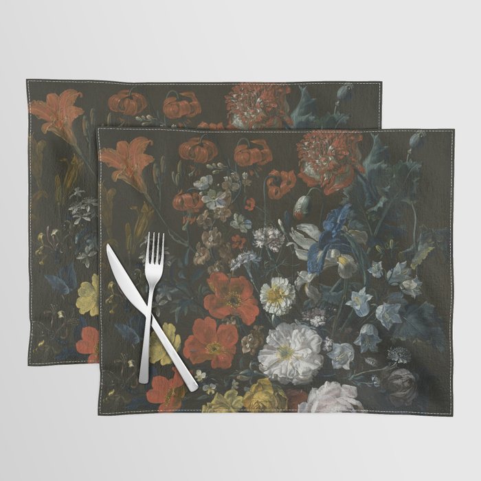 Flowers in a Chantilly Vase (c.1760) painting in high resolution by Louis Tessier.  Placemat Gallery Image 1