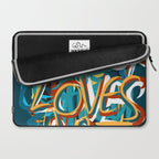 Street Loves Art Graffiti Urban Art Writing Blue and Yellow Laptop Sleeve Gallery Image 2