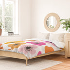 Midcentury Playful Botanical Bold Multicolor Retro Flowers White Duvet Cover Gallery Image 2