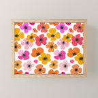 Midcentury Playful Botanical Bold Multicolor Retro Flowers White Mini Art Print Gallery Image 1