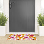 Midcentury Playful Botanical Bold Multicolor Retro Flowers White Welcome Mat Gallery Image 3