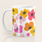 Midcentury Playful Botanical Bold Multicolor Retro Flowers White Coffee Mug Gallery Image 3