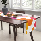 Midcentury Playful Botanical Bold Multicolor Retro Flowers White Table Runner Gallery Image 2