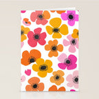 Midcentury Playful Botanical Bold Multicolor Retro Flowers White Stationery Card Gallery Image 2