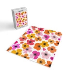 Midcentury Playful Botanical Bold Multicolor Retro Flowers White Jigsaw Puzzle Gallery Image 2