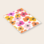 Midcentury Playful Botanical Bold Multicolor Retro Flowers White Notebook Gallery Image 3