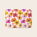 Midcentury Playful Botanical Bold Multicolor Retro Flowers White Bath Mat Gallery Image 1