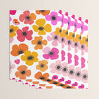 Midcentury Playful Botanical Bold Multicolor Retro Flowers White Wrapping Paper Gallery Image 3