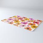 Midcentury Playful Botanical Bold Multicolor Retro Flowers White Rug Gallery Image 3