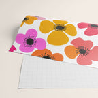 Midcentury Playful Botanical Bold Multicolor Retro Flowers White Wrapping Paper Gallery Image 2