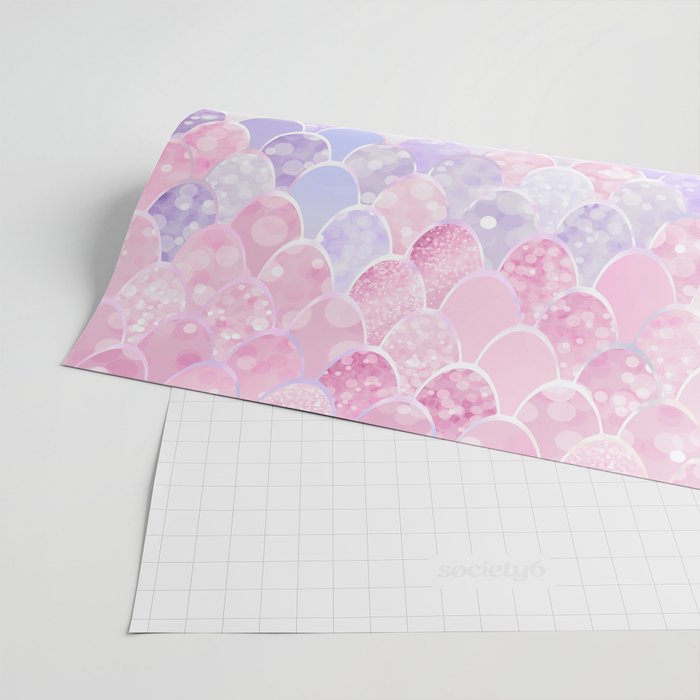 Cute Mermaid Pattern, Light Pink, Purple, Teal Wrapping Paper Gallery Image 2
