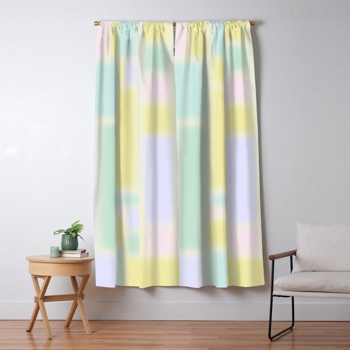 Pastel Fields Dreamy Light Minimal Abstract in Pale Pink Lavender Yellow Teal Tones Window Curtain Gallery Image 1