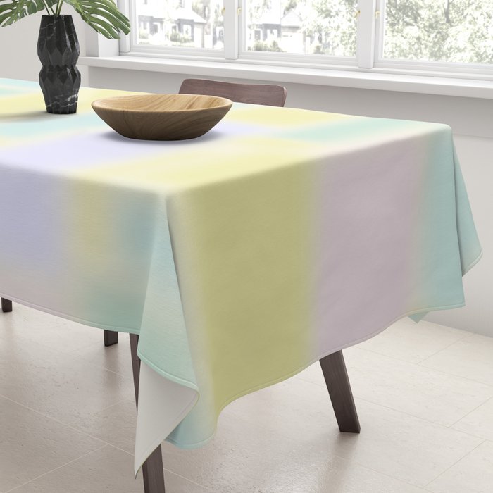 Pastel Fields Dreamy Light Minimal Abstract in Pale Pink Lavender Yellow Teal Tones Tablecloth Gallery Image 3