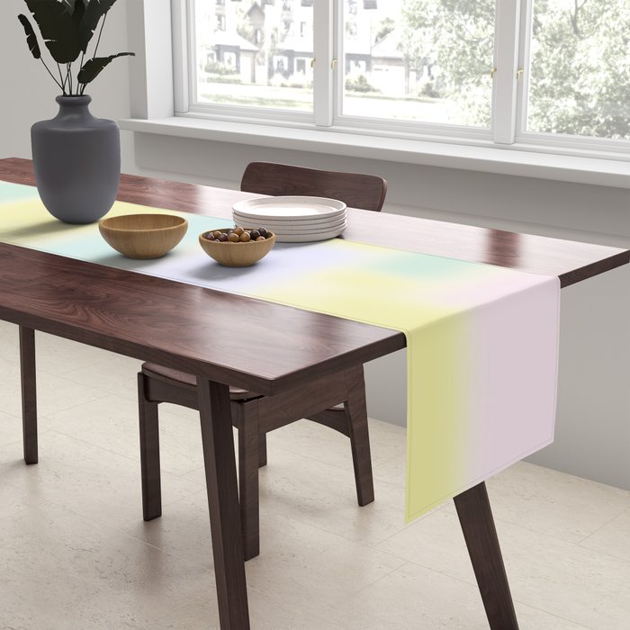Pastel Fields Dreamy Light Minimal Abstract in Pale Pink Lavender Yellow Teal Tones Table Runner Gallery Image 2